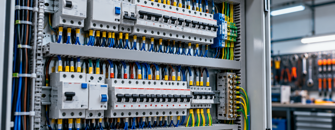 Tablero eléctrico con automáticos, diferenciales y cables etiquetados