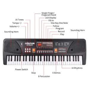 Piano Teclado Musical Eléctrico De 61 Teclas + Micrófono - imagen 3
