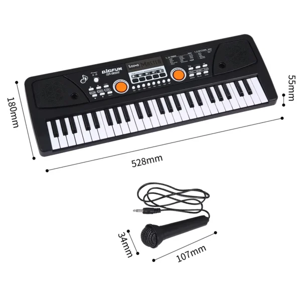 Piano Teclado Musical Eléctrico De 49 Teclas + Micrófono - imagen 2