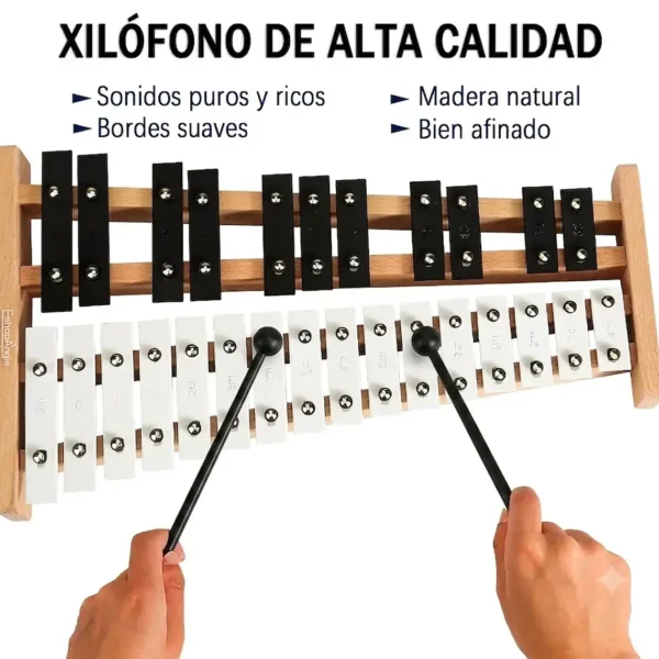 Xilofono 27 Notas Base Madera Y Metal Metalofono Educativo - imagen 3