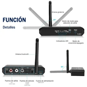 Receptor Transmisor Bluetooth Y Conversor Digital A Analogo - imagen 2