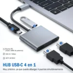 Hub Adaptador Usb-c 4 En 1 Splitter Doble Hdmi 4k Usb 3.0 - imagen 2