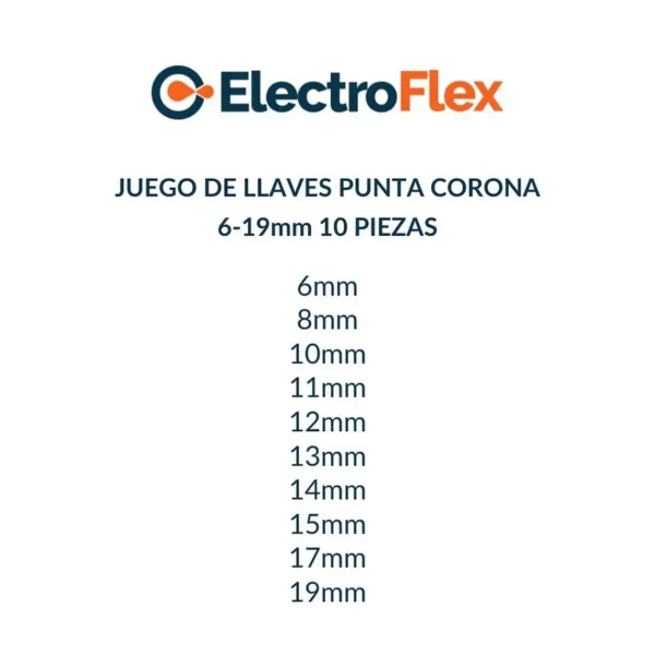 Juego de Llaves Punta Corona 6-19mm 10 piezas - imagen 7