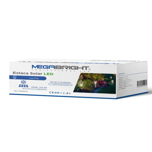 Set 5 Estacas Solares LED Megabright 6000K: Iluminación Exterior Automática IP54 - imagen 3