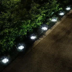 Set 2 Focos Solares LED a Piso Megabright Round Floor: Iluminación de Senderos y Terrazas - imagen 2