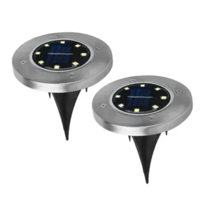 Set 2 Focos Solares LED a Piso Megabright Round Floor: Iluminación de Senderos y Terrazas - imagen 7