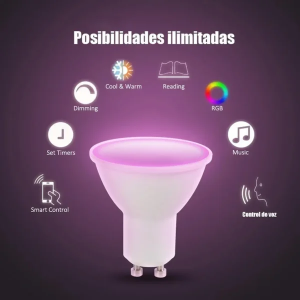 Ampolleta Inteligente Smart Wifi GU10 Google Home Alexa - imagen 2