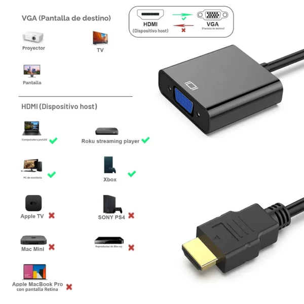 Adaptador Conversor Hdmi A Vga - imagen 2