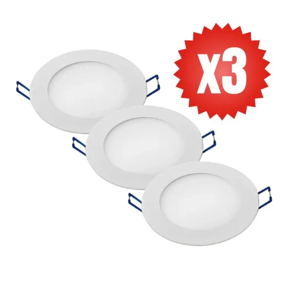 Pack 3 Panel Led Circular Embutido 18W Luz Fria 6000K - imagen 3