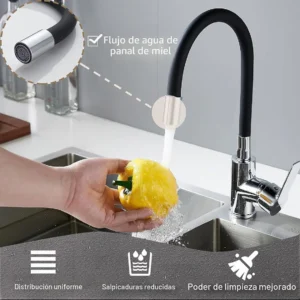 Llave Monomando Grifo De Lavaplatos Cuello Flexible De 360 - imagen 2