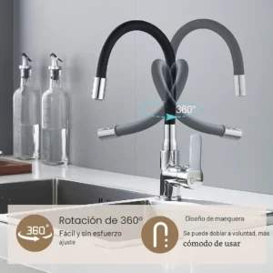 Llave Monomando Grifo De Lavaplatos Cuello Flexible De 360 - imagen 3