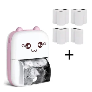 Mini Impresora Térmica Portátil Bluetooth Gatito + 11 Rollos - imagen 2