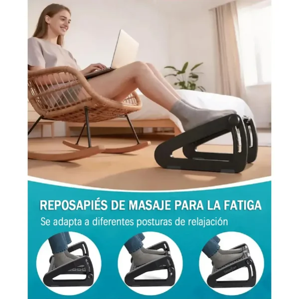 Reposapies Ergonomico Ajustable 6 Niveles Rodillos Masajes - imagen 3