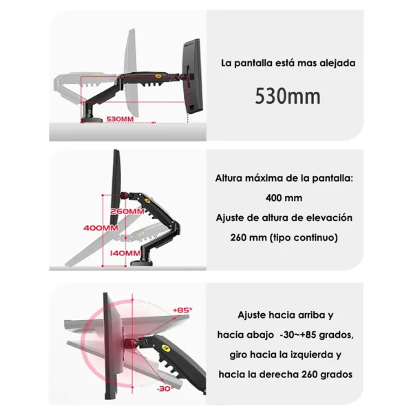 Soporte Ergonómico De Mesa Para Tv/monitor 1 Brazo 17-30 - imagen 2