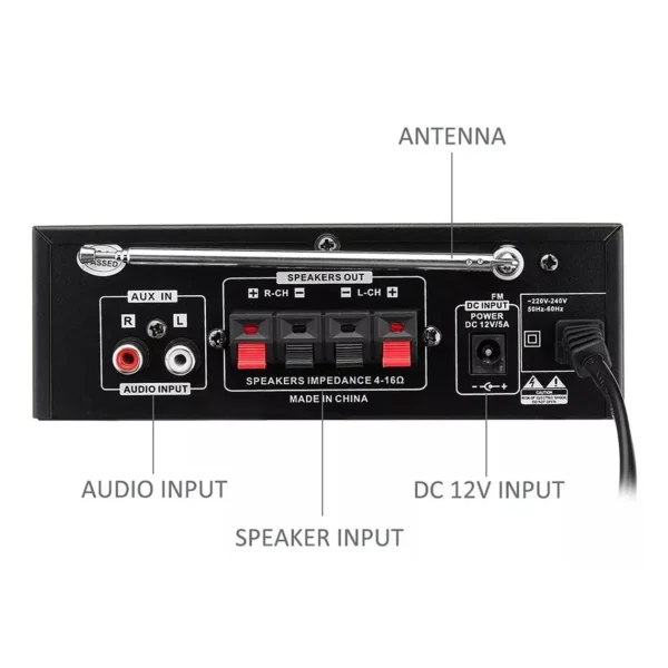 Amplificador Bluetooth 12v/220v Usb Fm Sd Card Karaoke Mp3 - imagen 2