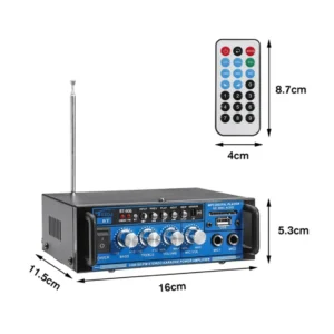 Amplificador Bluetooth 12v/220v Usb Fm Sd Card Karaoke Mp3 - imagen 3