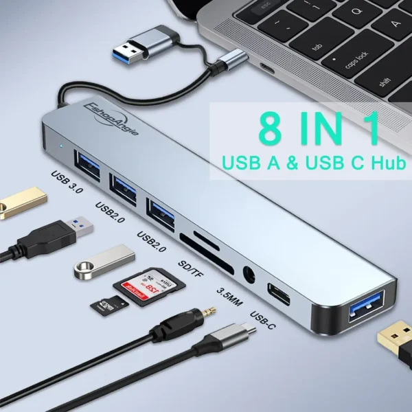 Hub Adaptador Usb Tipo C 8 En 2 Para Mac Macbook Windows - imagen 2