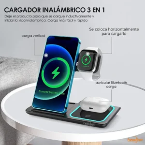 Cargador Inalámbrica 3 En 1 Base Carga Rápida - imagen 2
