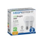 Pack X2 Ampolleta Led Bright A60 Bulbo 9.5w Luz Blanca Cálida 3000k E-27