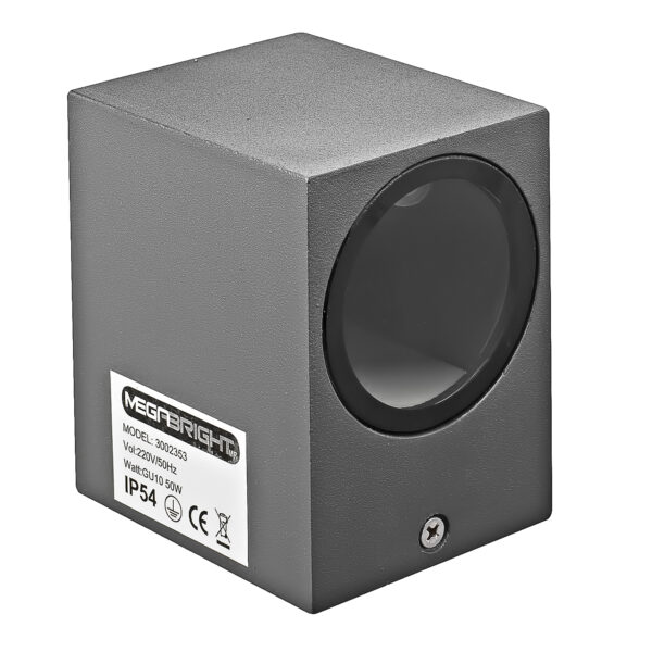 APLIQUE EXT. RECTANG. LUZ DIR. 1xGU-10 IP54 GRAFITO MATE - imagen 5