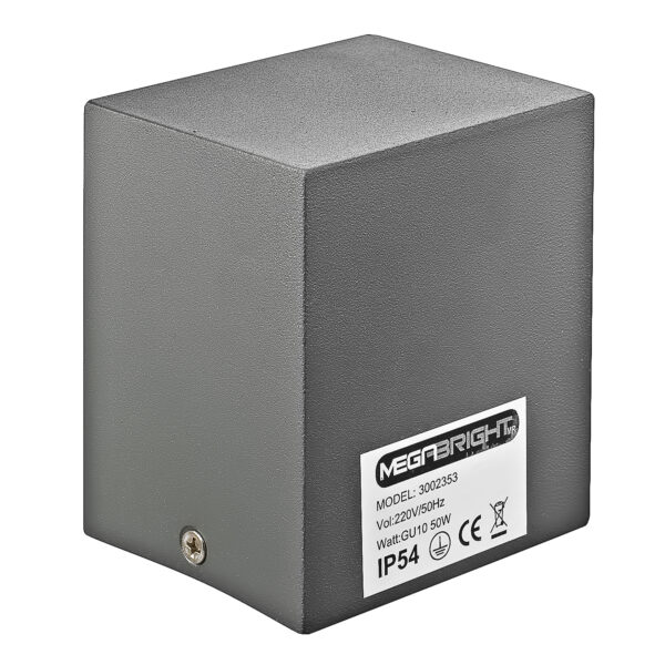 APLIQUE EXT. RECTANG. LUZ DIR. 1xGU-10 IP54 GRAFITO MATE - imagen 2