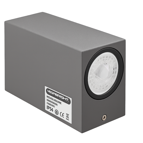 APLIQUE EXT. RECT. LUZ DIR/IND.2xGU-10 IP54 GRAFITO MATE