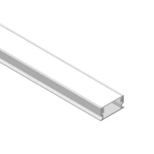 Perfil de Aluminio Flat 16,8x6,6mm Anodizado, Cover Opal Blanco x2m