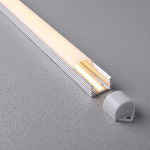 Perfil de Aluminio Linear 15x9mm Anodizado, Cover Opal Blanco Curvo x2m