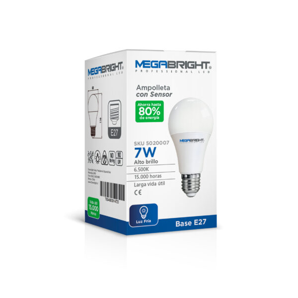 Ampolleta LED 7W Megabright con Sensor E27 - imagen 2