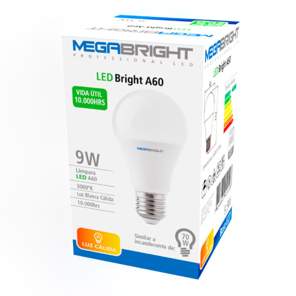 Ampolleta LED A60 CLASICA 9W/3000K E-27 - imagen 3