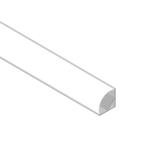 Perfil de Aluminio Esquinero 16x16mm Anodizado, Cover Curvo Opal Blanco x2,5m