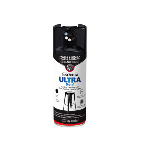 700002_1 Pintura en Spray Ultra 5 en 1 Multisuperficie Anticorrosiva Negro Brillante 340 g
