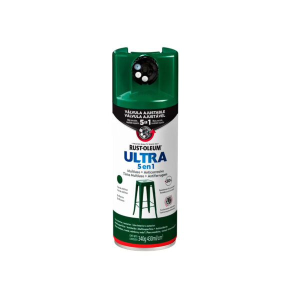 Pintura en Spray Ultra 5 en 1 Multisuperficie Anticorrosiva Verde Militar Brillante 340 g