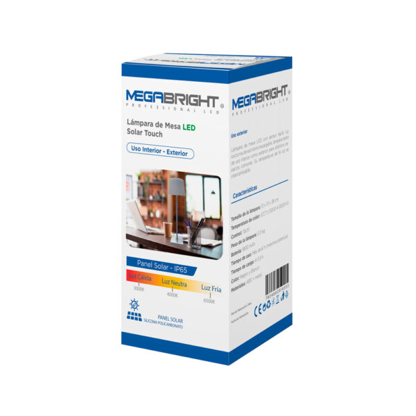 Lampara de mesa LED Solar touch blanca Megabright - imagen 3