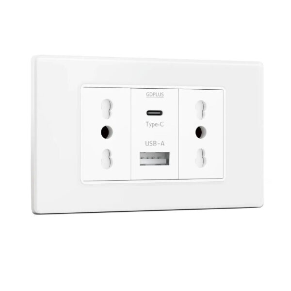 Tomacorriente Doble + Cargador Usb Y Tipo C Pared 16a