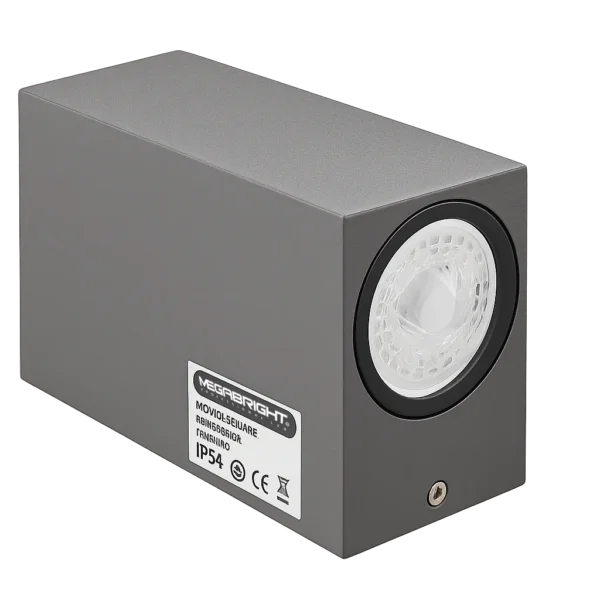 aplique3 Aplique de Pared Exterior Rectangular Grafito: Doble Luz Dir/Ind (2xGU10) IP54
