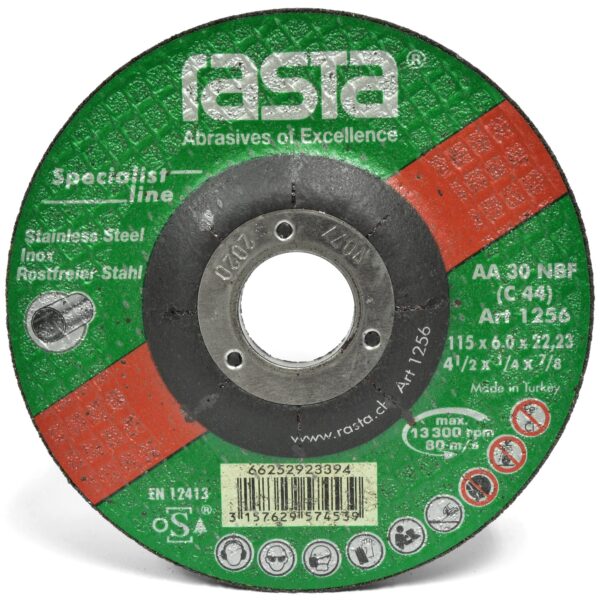 disco_desbaste_rasta_4.5in_acero_inoxidable_21256_803002_1 Disco de Desbaste para Acero Inoxidable 4 1/2" 115 x 6.0 x 22 mm CE
