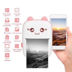 Mini Impresora Térmica Portátil Bluetooth Gatito + 1 Rollo