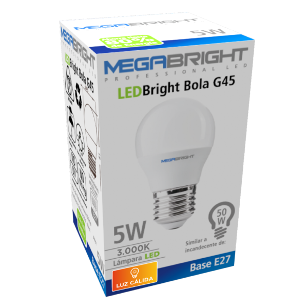 Ampolleta LED G45 BOLA 5W/3000K E-27 - imagen 3
