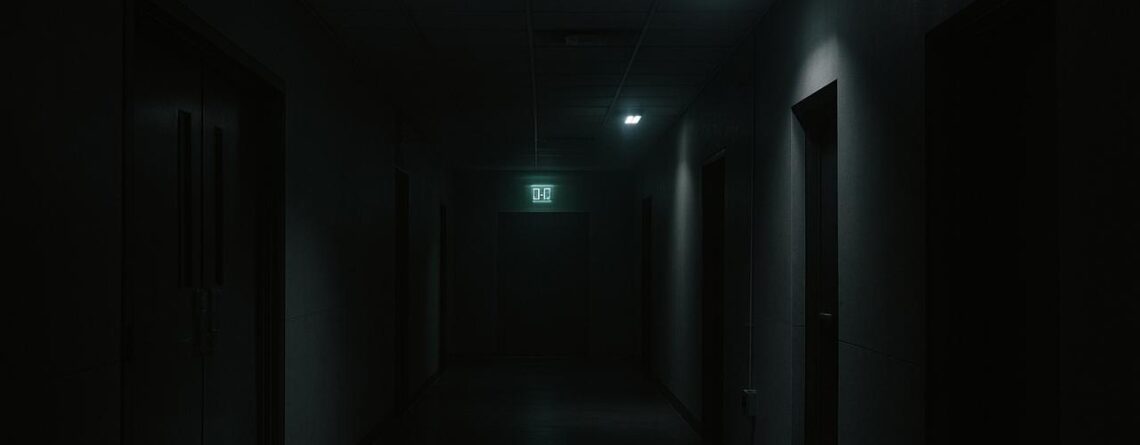 luz de emergencia LED ubicada en una salida de emergencia