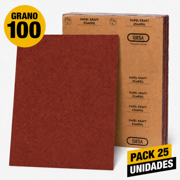 pack_25_grano_100 Lija Papel Kraft - Madera - (Pack 25) Grano 100