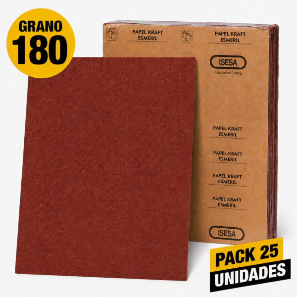 pack_25_grano_180 Lija Papel Kraft - Madera - (Pack 25) Grano 180