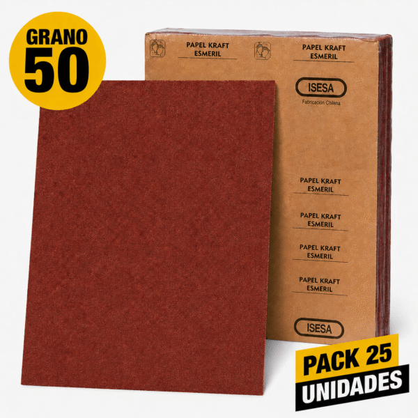 Lija Papel Kraft - Madera - (Pack 25) Grano 50