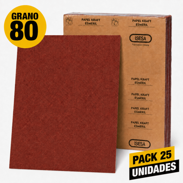 Lija Papel Kraft - Madera - (Pack 25) Grano 80