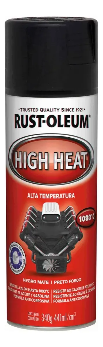Pintura en Spray Alta Temperatura Negro Mate 340 g