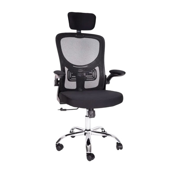 silla_escritorio_con_cabezal5 Silla De Oficina Ergonómica, Tapicería Cómoda Con Ruedas